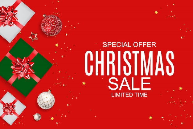 Weihnachten und Neujahr Sale Hintergrund, Rabatt Coupon Vorlage