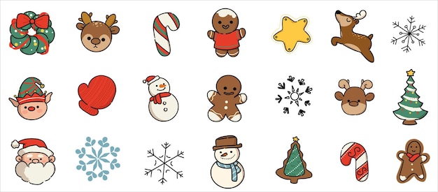 Weihnachten vektor icon set sammlungskonzept. elementsymbole