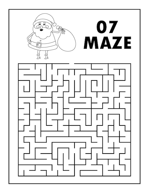 Weihnachts-aktivitätsbuch, maze solution aktives buch. labyrinth-färbung. labyrinth für kinder, labyrinth für kinder