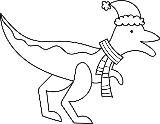 Vektor weihnachts-dinosaurier-doodle