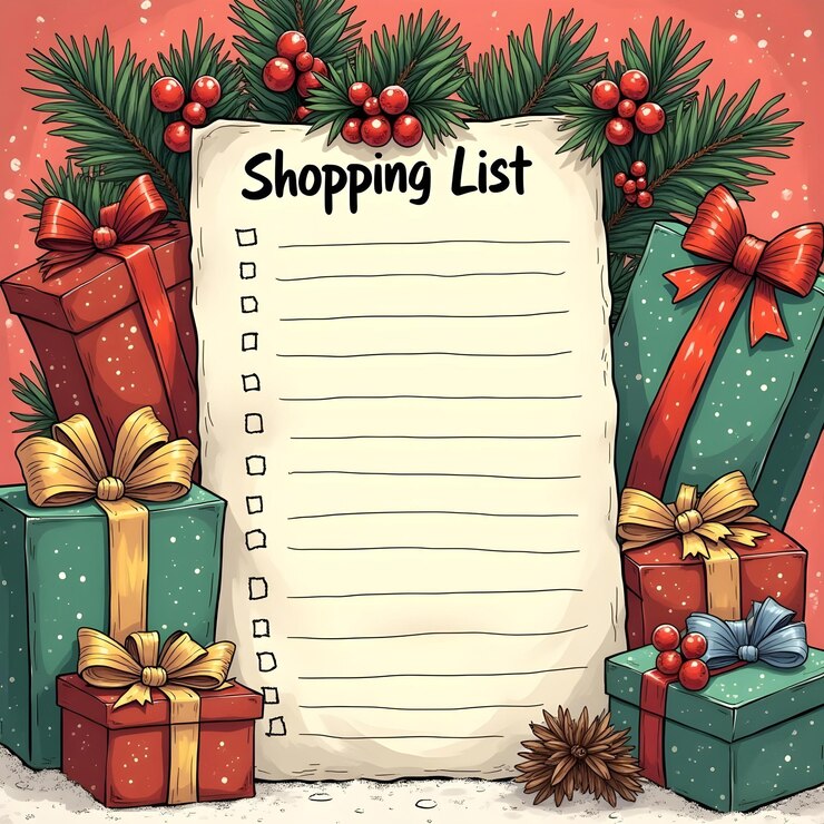 Weihnachts-Einkaufsliste Vorlage grafische Illustration
