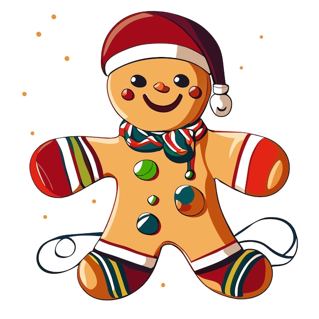 Vektor weihnachts-gingerbread-kekse handgezeichnetes flaches stilvolles cartoon-aufkleber-icon-konzept isoliert