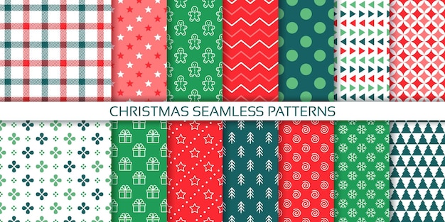Weihnachts-Hintergründe Grün-Rot-Nahtlosmuster Weihnachten-Wrappingpapier Festtagsdrucke