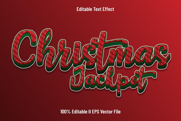 Weihnachts-Jackpot, bearbeitbarer Texteffekt, 3D-Prägungsverlaufsstil