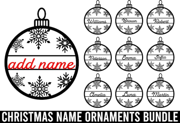 Vektor weihnachts-namensornament-paket