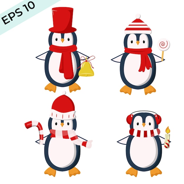 Weihnachts-pinguin-kollektion. vektor eps 10. einfach zu bearbeiten
