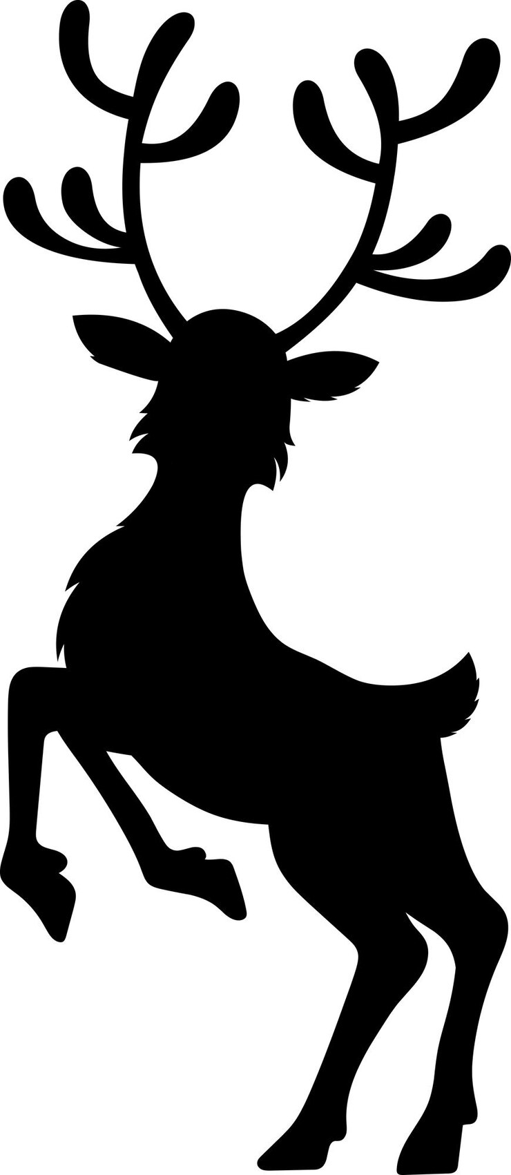 Vektor weihnachts rentier schwarze silhouette springen