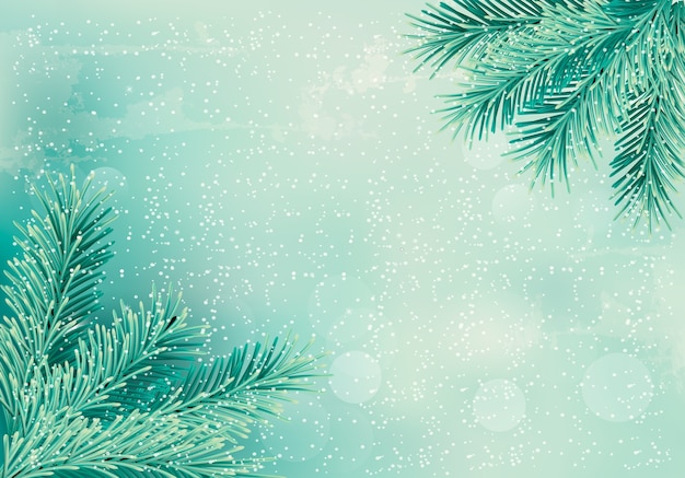 Weihnachts-retro-hintergrund mit weihnachtsbaumzweigen.