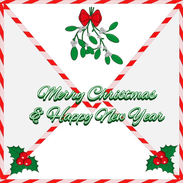 Vektor weihnachts-schnee-ferien-mistel-süßigkeiten glückwunsch-postkarten-ferienvektor-illustration