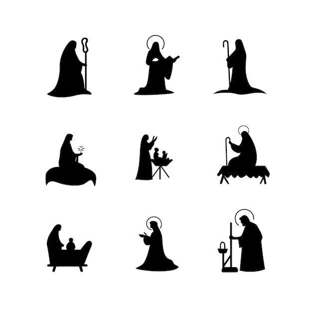 Weihnachts-Silhouette-Vektorillustration der Krippe