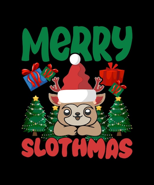 Weihnachts-T-Shirt-Design-Vorlage von Sloth