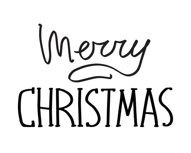 Weihnachts- und neujahrskalligraphie-satz merry christmas vektor schwarze typografie isoliert auf weißem hintergrund moderne handgezeichnete schrift für grußkarten, plakate, t-shirts usw.