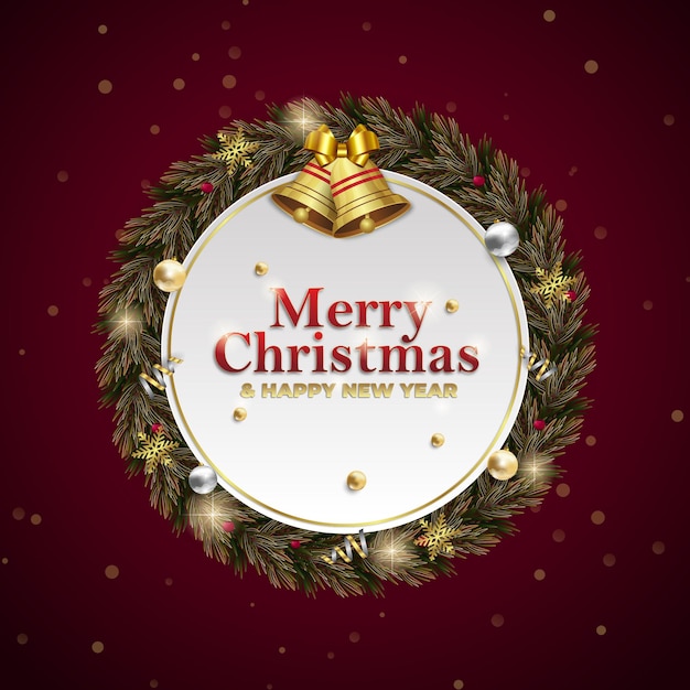 Weihnachts- und neujahrskranz-quadrat-social-media-post-werbung für einladungsveranstaltung auf rot