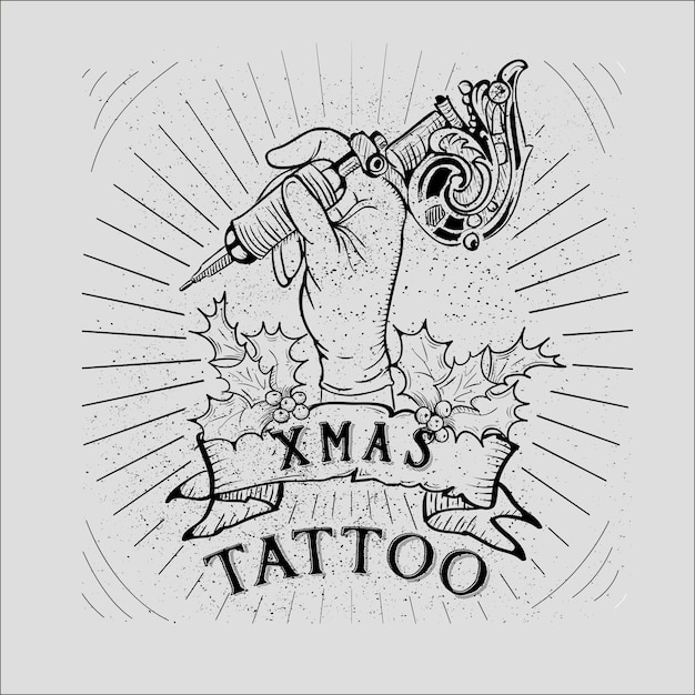 Vektor weihnachtsangebot weihnachts-tattoo-aktion - vintage christmas skull collection