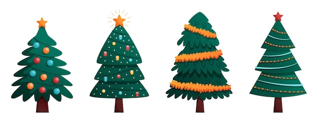 Weihnachtsbäume Kollektion mit Girlanden-Lametta-Taschenlampen