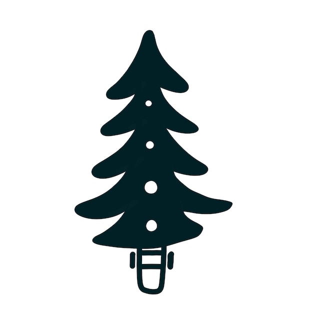 Weihnachtsbäume moderne vektorillustration im flachen cartoon-stil schwarz-weiße linie