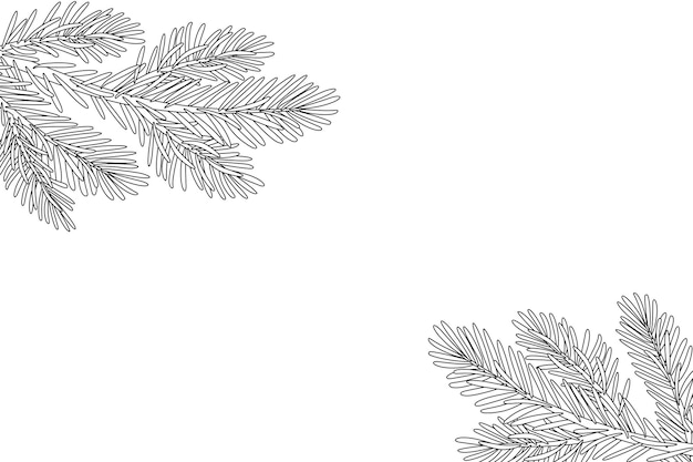 Weihnachtsbaum-Eckdekoration, handgezeichneter Doodle-Stil für Neujahrskarten-Poster