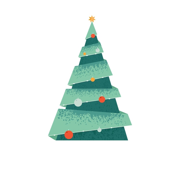 Weihnachtsbaum flacher designhintergrund grüne fichte für neues jahr