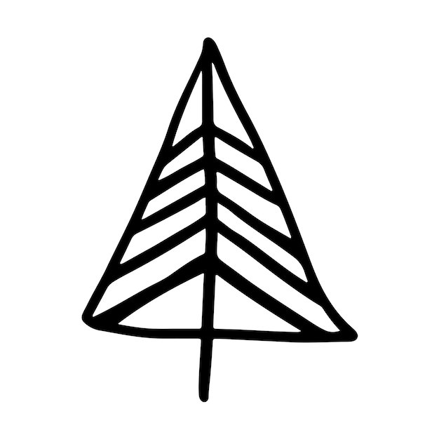 Weihnachtsbaum im Doodle-Stil. Neues Jahr 2023. Handgezeichnete Skizze eines Weihnachtsbaums
