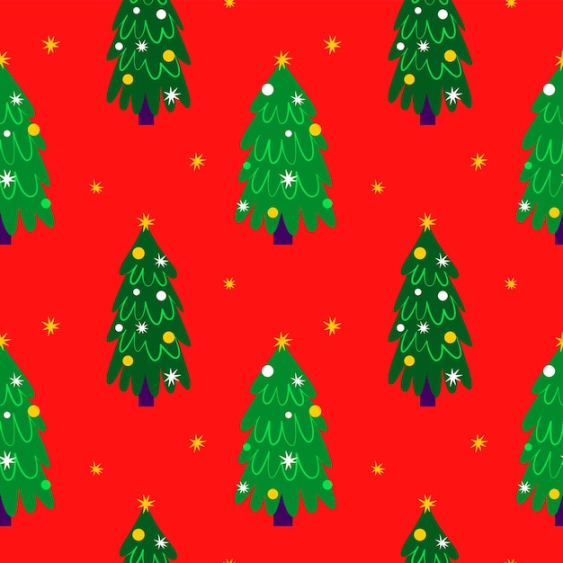 Weihnachtsbaum mit rotem nahtlosem Muster