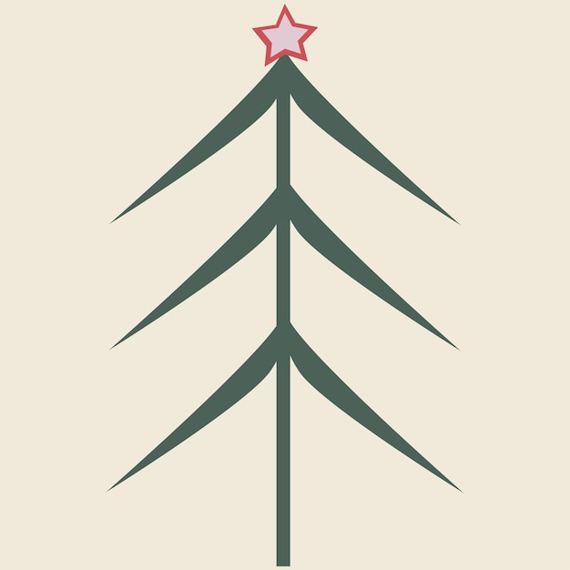 Weihnachtsbaum mit Stern auf beigem Hintergrund Element des neuen Jahres