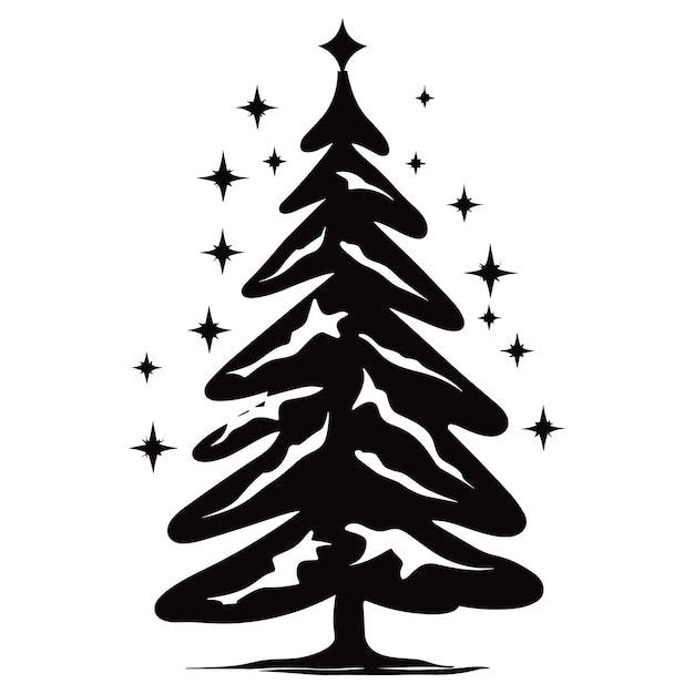 Vektor weihnachtsbaum schwarz-weiße symbole