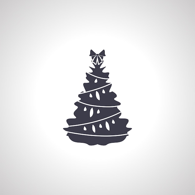 Weihnachtsbaum-silhouette isoliertes symbol auf weißem hintergrund