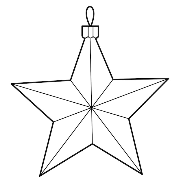 Weihnachtsbaum-spielzeug-stern contour illustration design-elemente oder seite des malbuchs für kinder