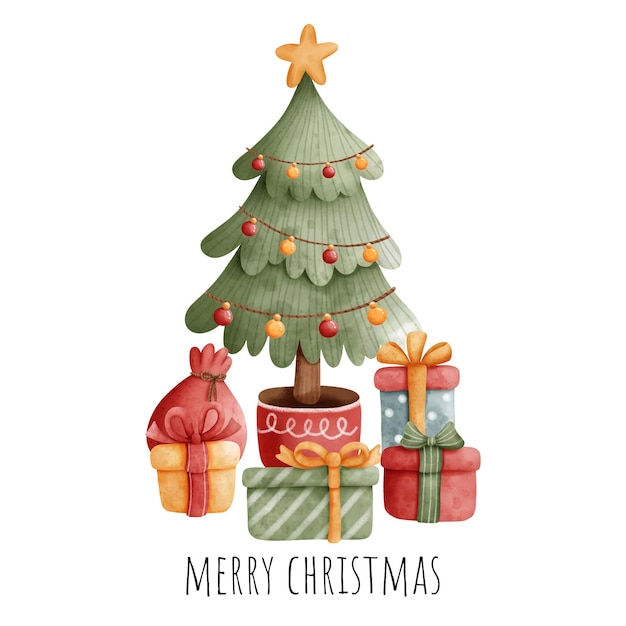 Weihnachtsbaum und Geschenkbox