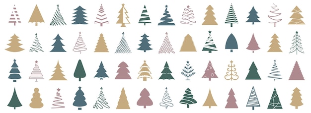 Weihnachtsbaumsilhouette-kollektion ikonen für tannenbäume set von weihnachtenbäumen-ikonen fichte silhouette weihnachtbäume-silhouette auf weißem hintergrund