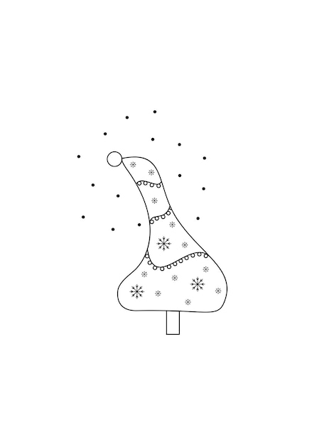 Weihnachtsbaumskizze silhouette minimalismus einfache vektorillustration formt schwarz-weiß-doodle