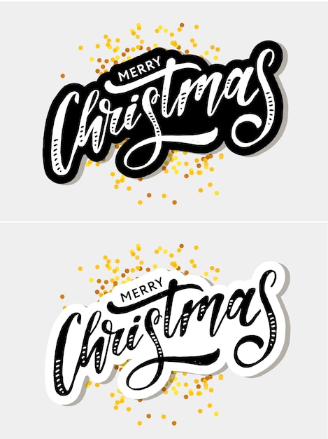 Weihnachtsbeschriftung kalligraphie-bürsten-text-feiertags-aufkleber-gold