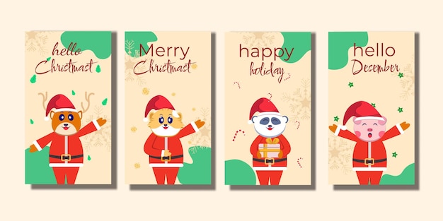 Weihnachtsbeschriftungskarte, geschichtenschablone, feiertagsgrüße für social media-vektor