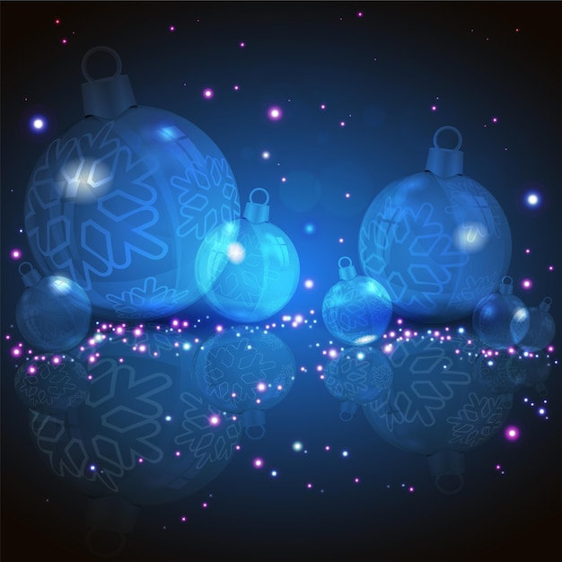 Vektor weihnachtsblaues design mit glaskugeln