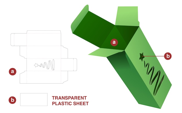 Weihnachtsbox gestanzte vorlage und 3d-modell