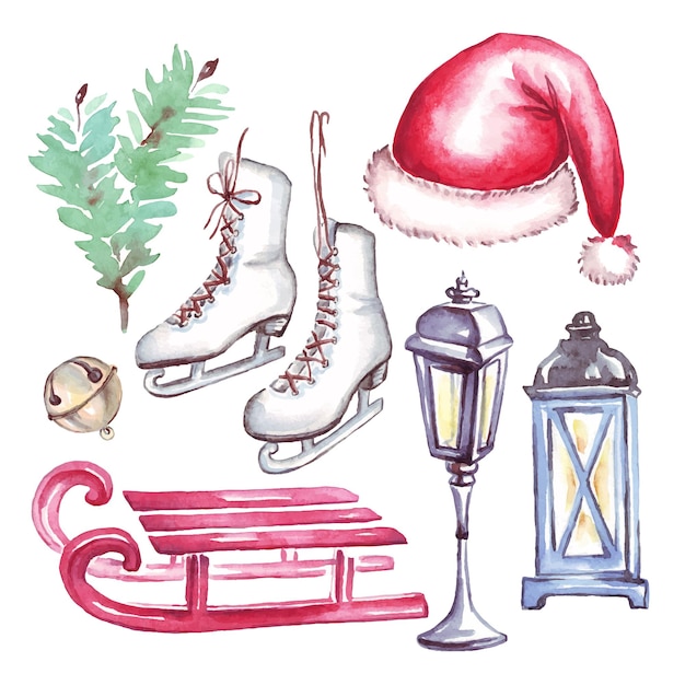 Weihnachtsdekoration Aquarell Cliparts