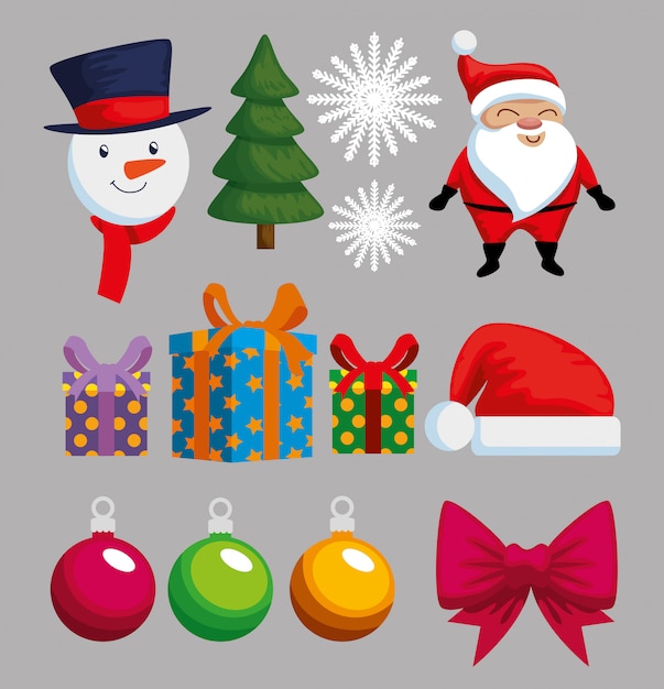 Weihnachtsdekoration stellen Icons