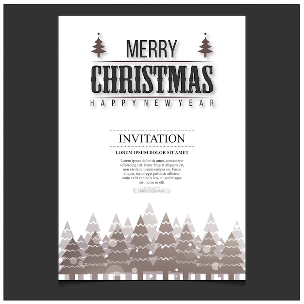 Vektor weihnachtseinladungs-karte mit kreativer typografie
