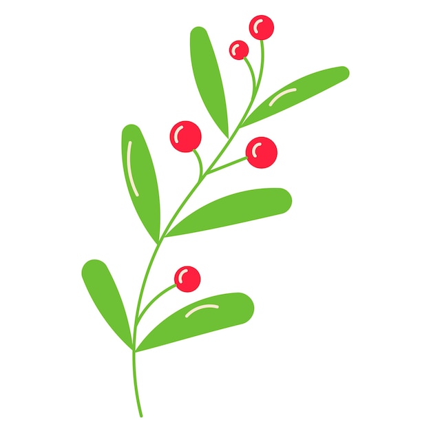 Vektor weihnachtsfeiertag zweig beeren grüne pflanze symbol element vektor illustration