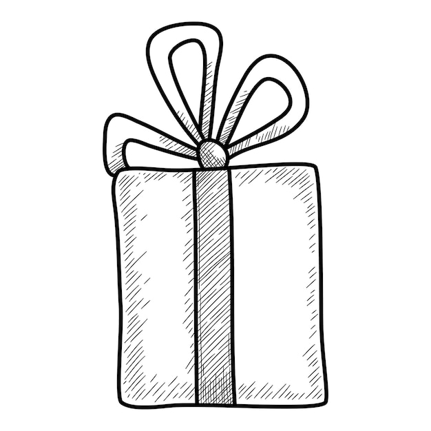 Weihnachtsferien-geschenkbox-symbol. handgezeichnete und skizzenhafte illustration der weihnachtsfeiertagsgeschenkbox-vektorikone für webdesign