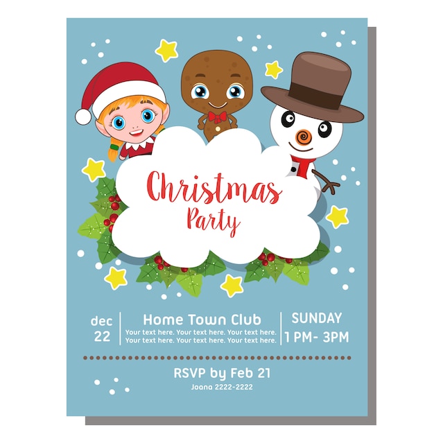 Weihnachtsfest-einladungskarte mit kinderkostümcharakteren
