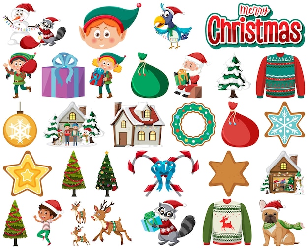Weihnachtsfiguren und Elemente gesetzt