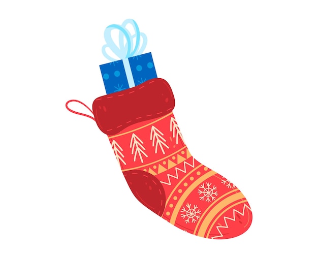 Weihnachtsgeschenk socken vektor illustration santa weihnachten neujahr traditionelles symbol illustration textil