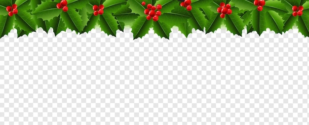 Weihnachtsgirlande mit Holly Berry Transparenter Hintergrund mit Verlaufsgitter