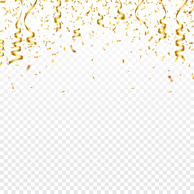 Weihnachtsgoldene Konfetti mit fallendem Band glänzende Konfetti glitzern in goldener Farbe Neujahr