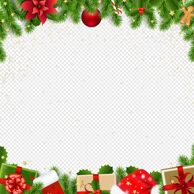Weihnachtsgrenze mit Tannenbaum auf transparent