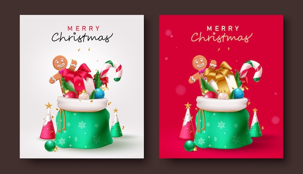 Weihnachtsgruß-Text-Poster-Set-Design Weihnachten-Ferien-Geschenk-Tags und Xmas-Karte