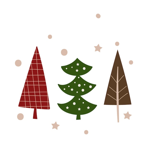 Weihnachtsgrußkartenschablone mit bäumen. vektor-illustration.