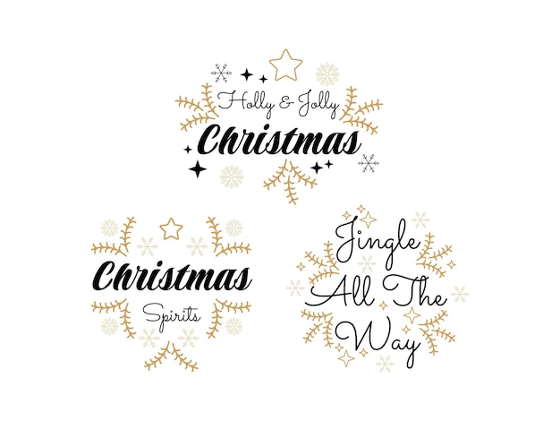 Weihnachtsgrußzitate mit handgezeichneter schrift in typografischer illustration