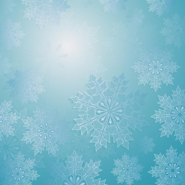 Weihnachtshellblaue komposition mit einer reihe eleganter weißer schneeflocken